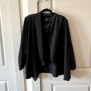 City chic black open front blazer gathered sleeves size xxl